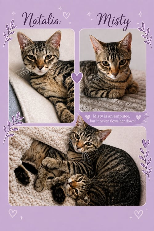 MISTY BONDED W/ NATALIA (FCID# 6/30/2026-1,2) - Tabby available for adoption