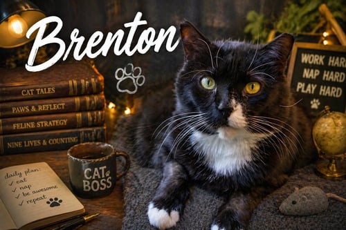 BRENTON  (FCID# 04/28/25-32) C, SN Z/D FOOD - Tuxedo available for adoption