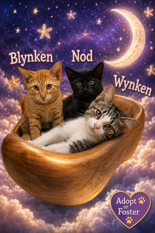 WYKEN, BLYKEN AND NOD (FCID# 08/17/2026-27,28,29) - Domestic Short Hair for adoption in Newark