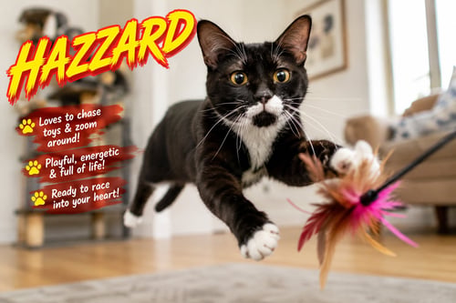 HAZZARD (FCID# 06/04/2026 - 53 TRAINER) - Tuxedo available for adoption