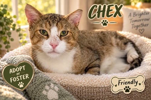 CHEX (FCCID# 08/26/2026 - 28 TRAINER) - Tabby available for adoption