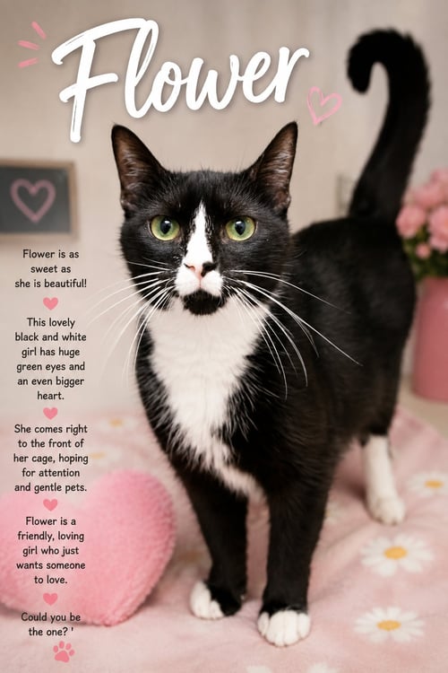 FLOWER (FCID# 05/26/2026 - 76 TRAINER) - Tuxedo available for adoption