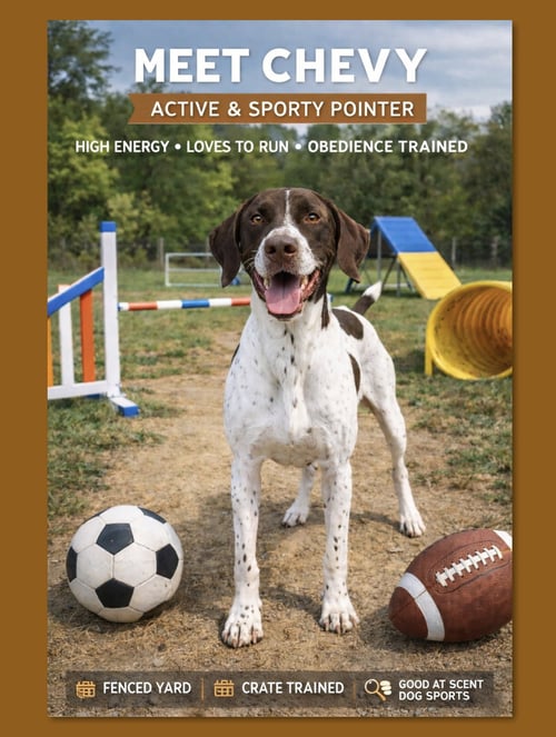 CHEVRON (CHEVY) - English Pointer available for adoption
