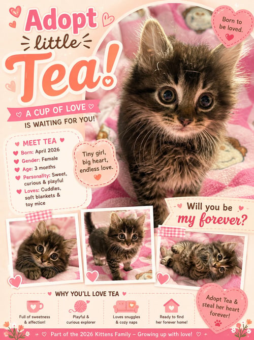 TEA - Domestic Long Hair available for adoption